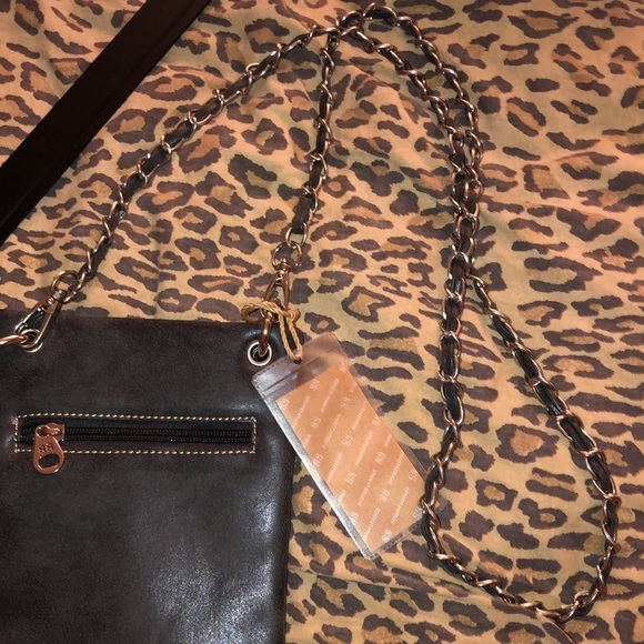 SS Fashion faux leather crossbody very dark gray black turquoise studded crosses - Picture 13 of 16